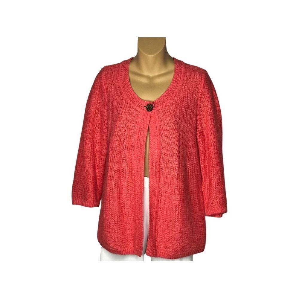 Christopher & Banks Coral 3/4 Sleeve Cardigan Size Large